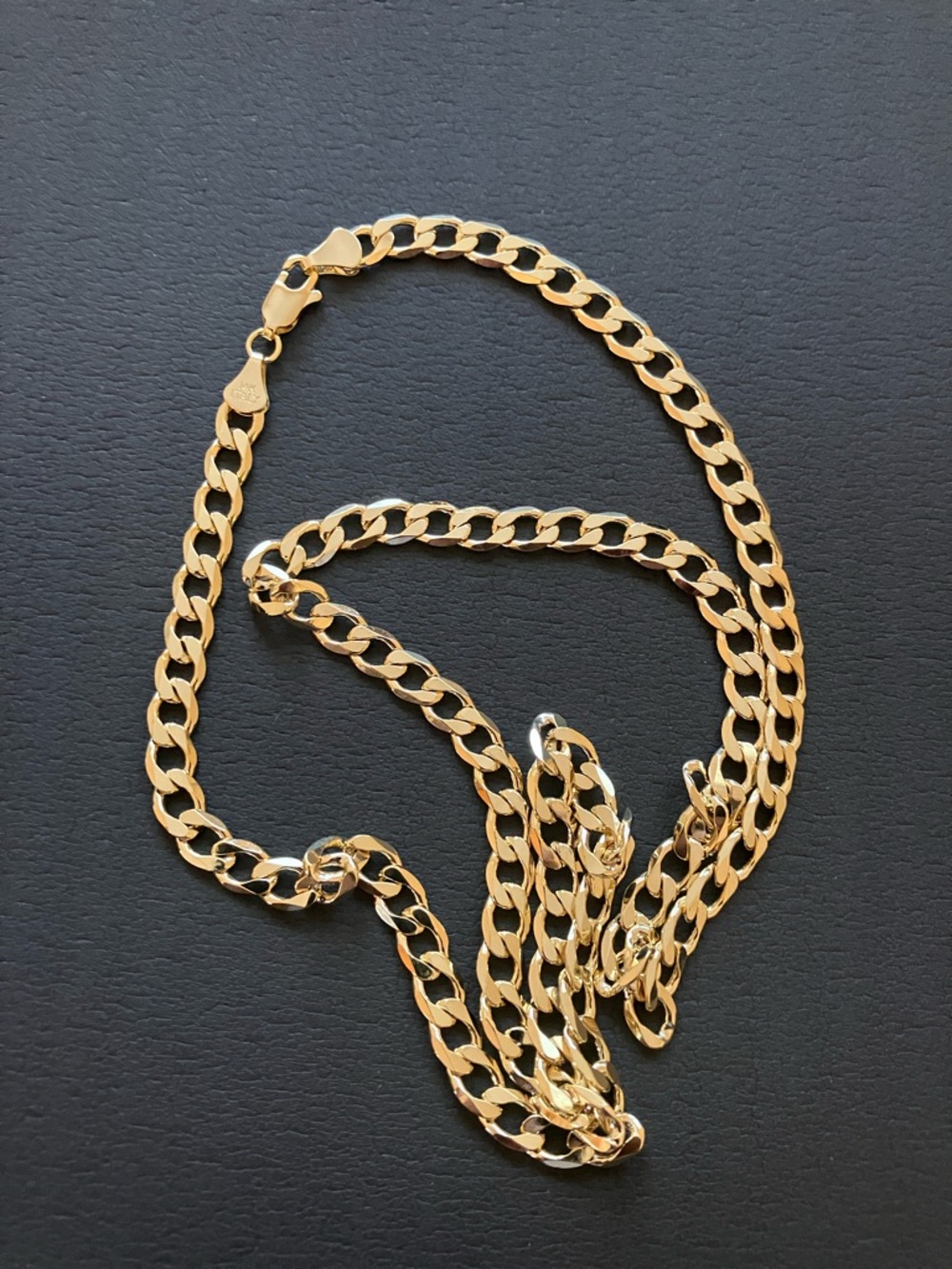 Curb Chain Necklace 14K Yellow Gold Bonded 24” - Picture 3 of 7